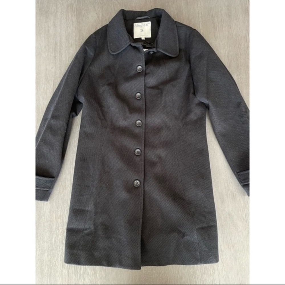 NWT Kids Black Wool Trench Coat Winter Coat Pea Coat (woman’s small)